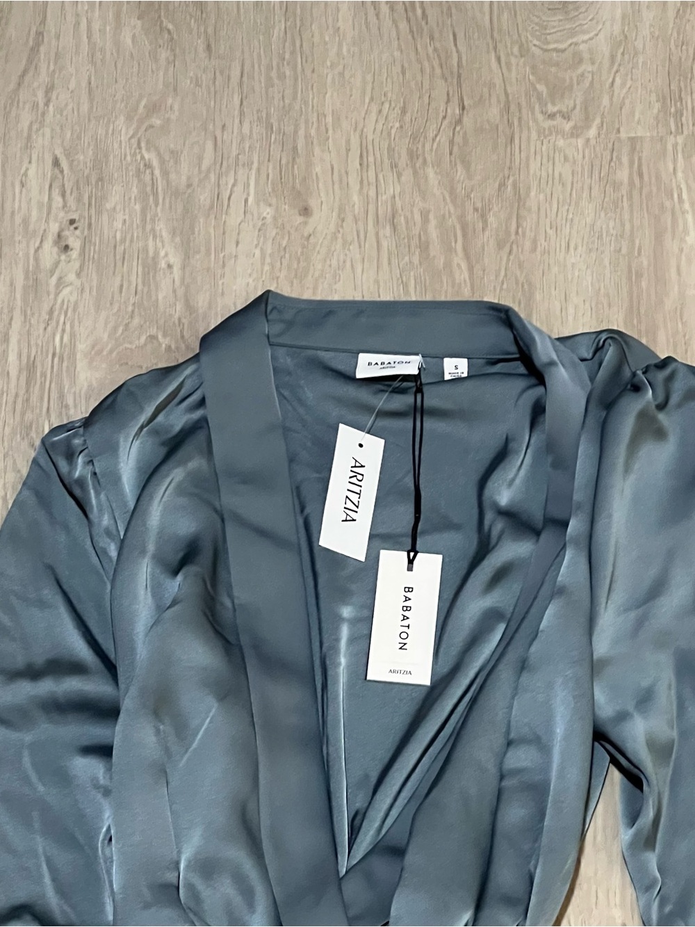 NWT Babaton Satin Wrap Mini Dress - Picture 5 of 9